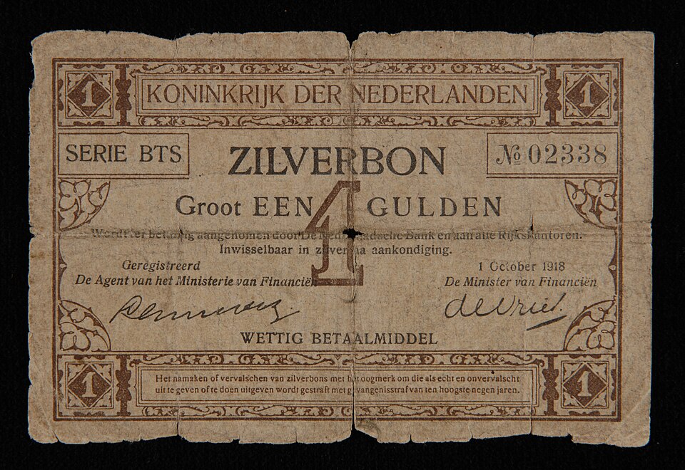 Zilverbon van 1 gulden, 1918