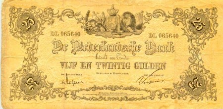 Bankbiljet van 25 gulden, 1861